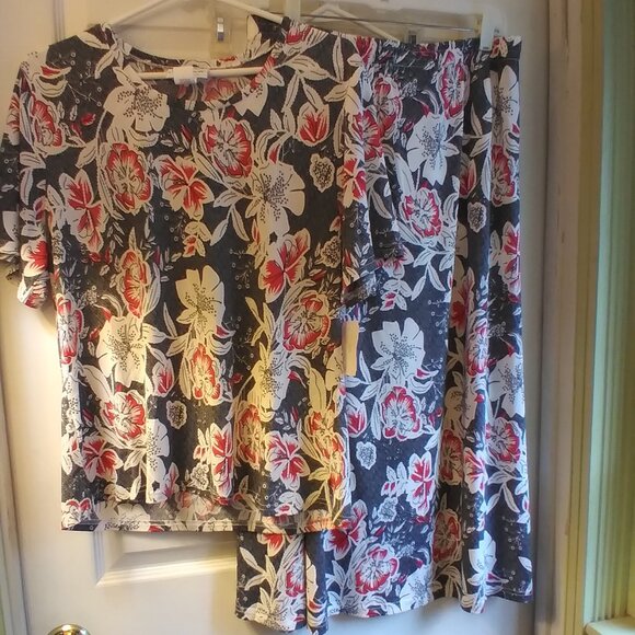 Serengeti Skirt & Top Suit Size L comfortable EZ-Wear New w/Tag Red Gray white - Picture 1 of 10